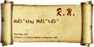 Réthy Máté névjegykártya